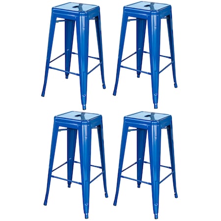 Amerihome Loft Blue 30 in. Metal Bar Stool, PK4 BS030BLSET